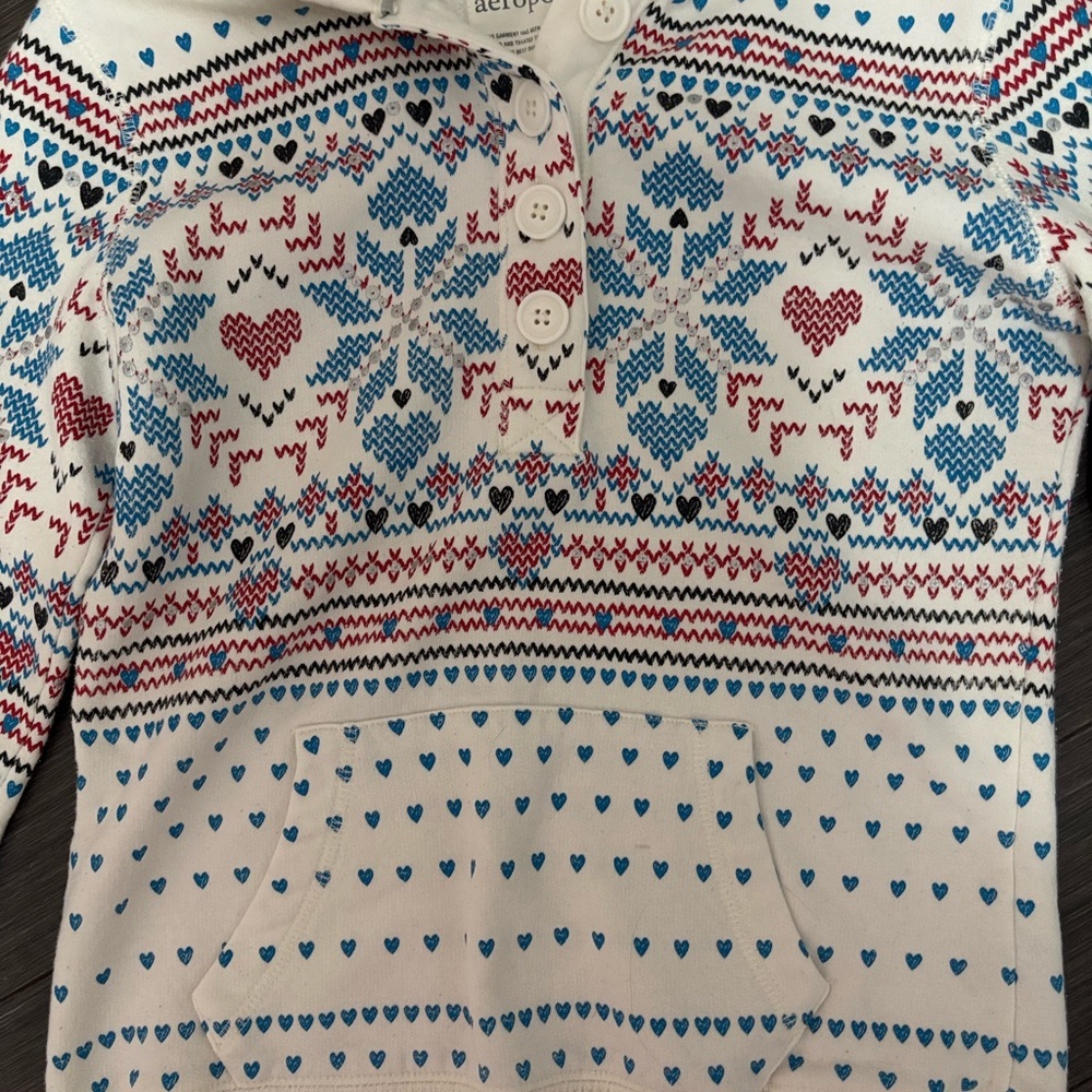 rare Y2K aeropostale fair isle hoodie​ - Picture 3 of 4